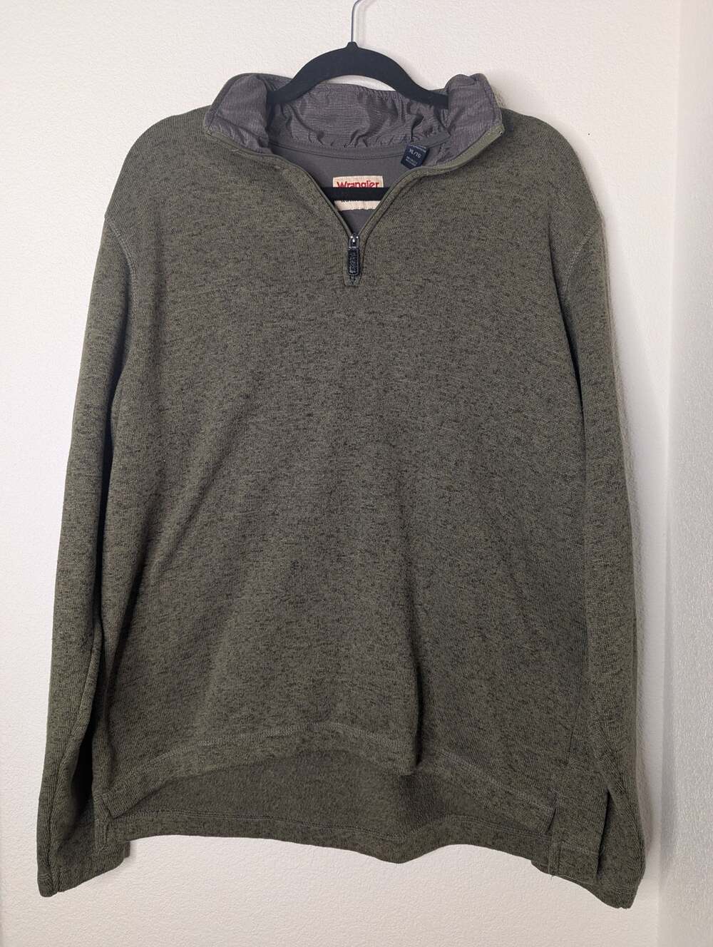 Wrangler Men's Heathered Green 1/4 Fleece XL Workwear Casual Gorpcore Travel
